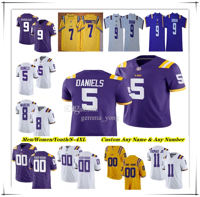 LSU TIGERS College Football Jersey Jayden Daniels Joe Burrow Burreaux Logan Diggs Josh Williams Malik Nabers Brian Thomas Jr Kyren Lacy Zy Alexander Major Burns 4XL