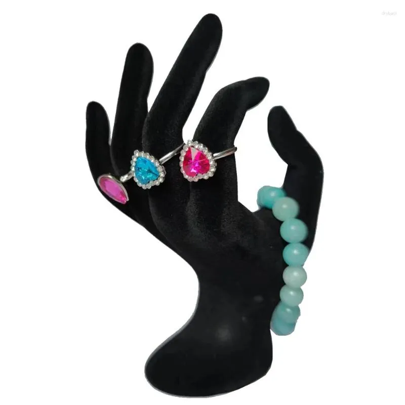 Bolsas de jóias moda veludo anel expositor ok em forma de mão pulseira corrente titular colar organizador charme contador vitrine