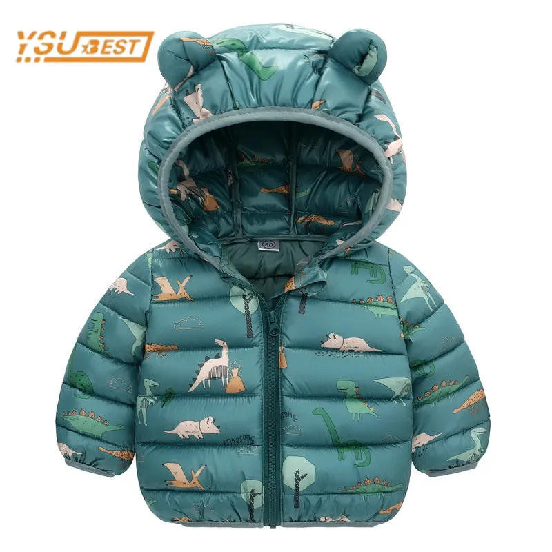 Vestes d'hiver bébé garçons filles à manches longues dessin animé dinosaure doudoune 15 ans enfants épaissir enfants manteau à capuche avec fermeture éclair 230923