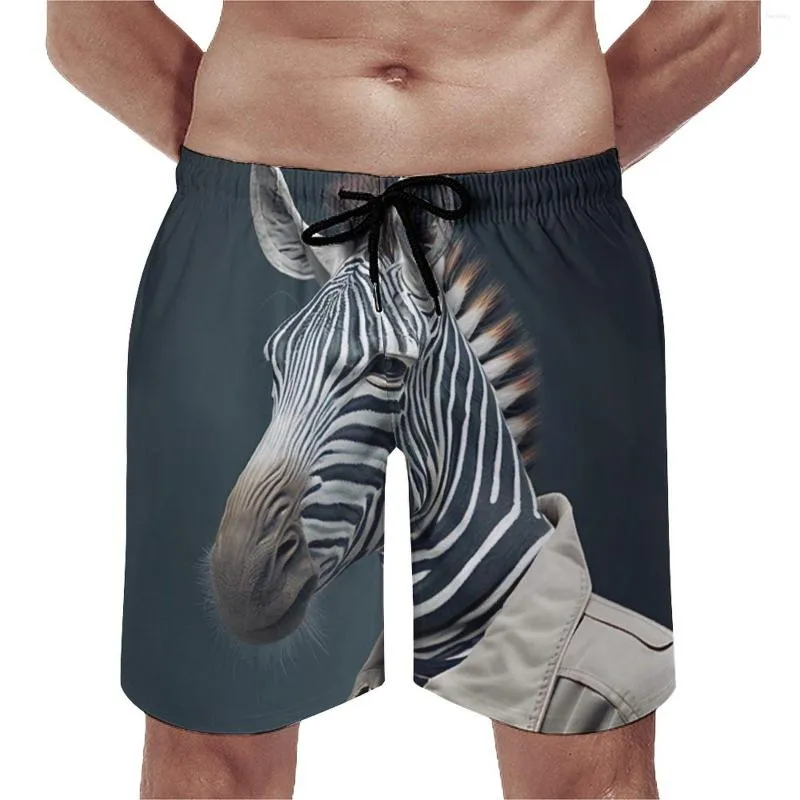 Men's Shorts Zebra Board Amazing Portraits Dapper Clothing Casual Beach Sports Surf Quick Dry Swim Trunks Birthday Present