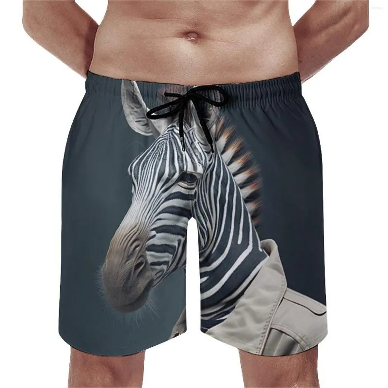 Herr shorts zebra bräda fantastiska porträtt dapper kläder casual strand sport surf snabb torr badstammar födelsedag present