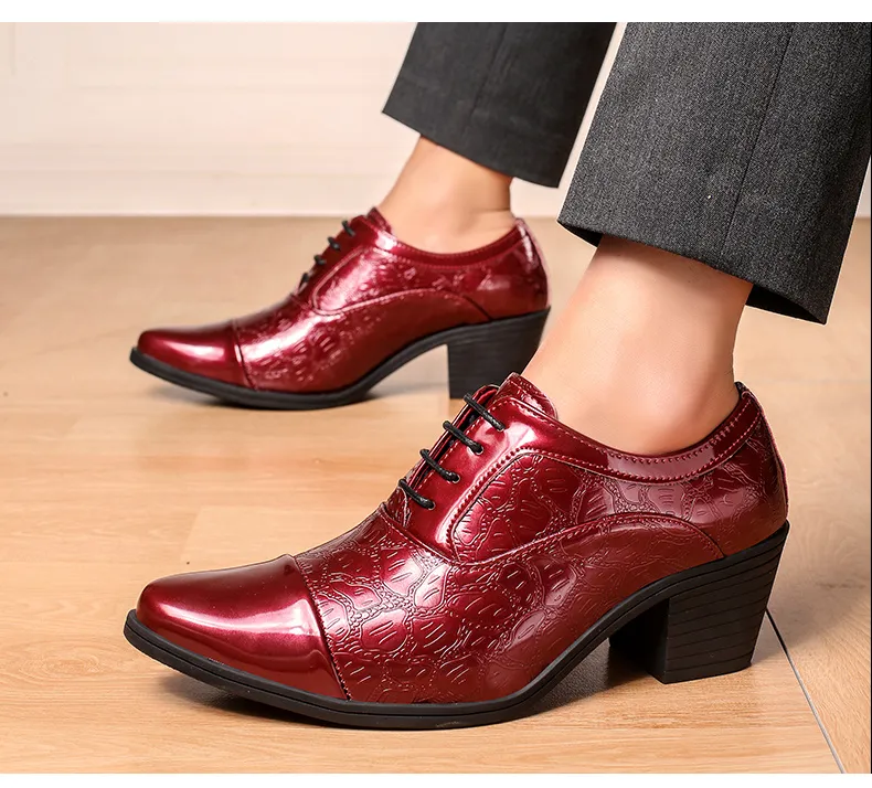 Men Crocodile High Heel Shoes Formal Leather Brown Loafers Dress Fashion  Mens Casual Shoes Zapatos Hombre Da025 From Zhpxyxy, $33.28 | DHgate.Com