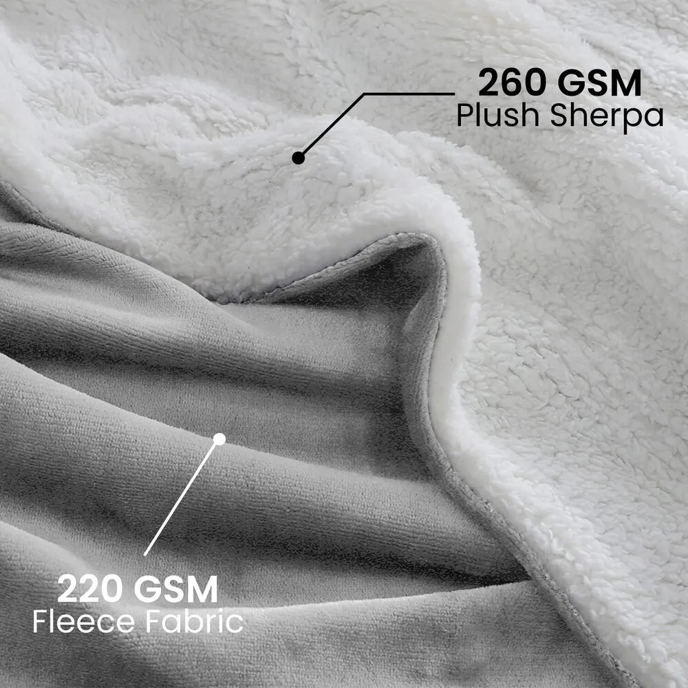 Couverture polaire Sherpa, chaude, épaisse, douce, moelleuse, en