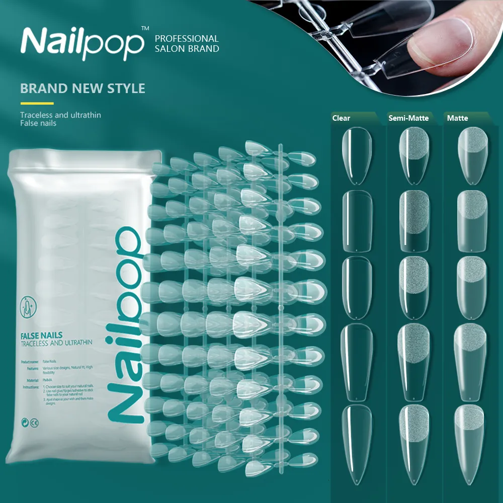 False Nails NailPop 120st False Nails Acrylic Press On Nails Coffin Artificial Nails Rensa falska nagelips för förlängning Manikyrverktyg 230922