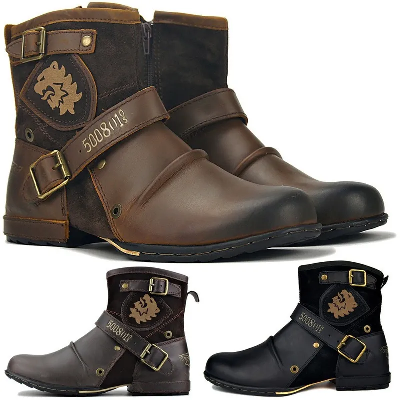 Trabajo de la calidad del tobillo 125 con cremallera de vaquero para hombres altos Motos de motocicleta Fashion Boots Western Boots Plus Tamaño 39-48 230923 371