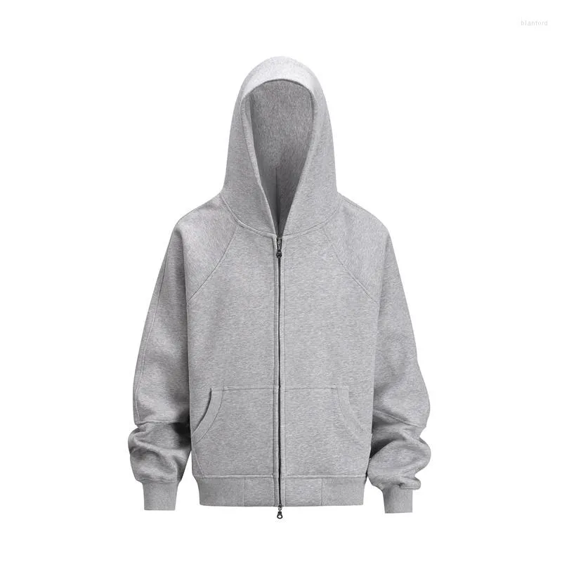 Men's Hoodies Solid Color Heavyweight Composite Hoodie Men Women High Quality Zip Jacket Versatile Sweatshirt