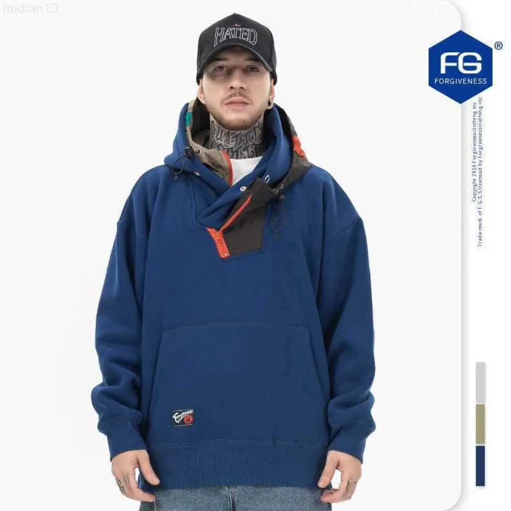 Sweats à capuche pour hommes Fgss Wear | Pull ample à capuche, nouvelle marque de mode, épissure irrégulière, couleur unie, fonctionnel, automne/hiver 2023, v1ex