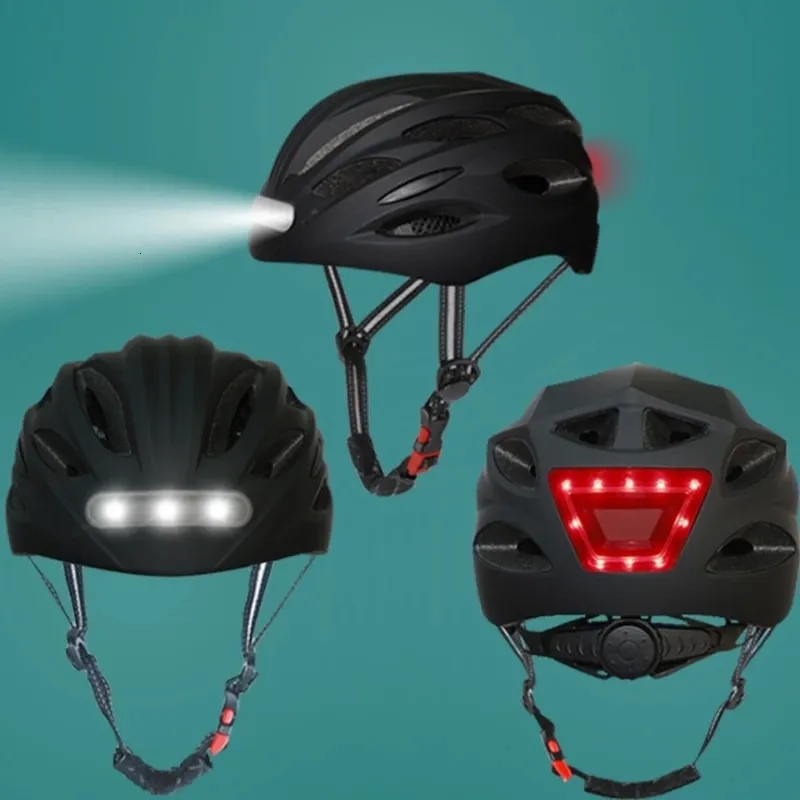Cykelhjälmar LED -lampcykelhjälm med bakljus IntergrallyMolded Outdoor Sport Riding Motorcykelcykelutrustning 230922