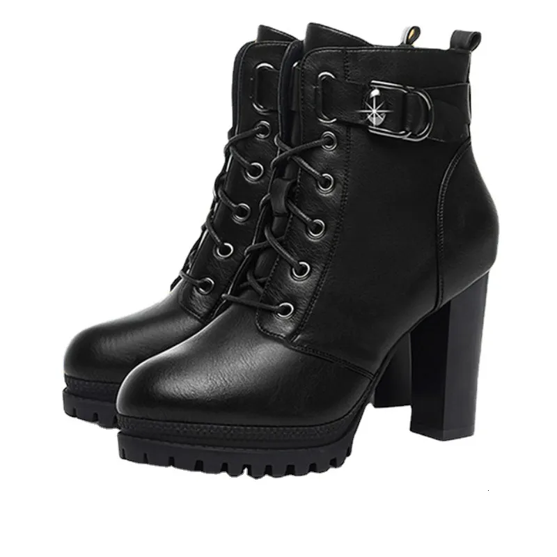 Rain Boots Autumn Womens Platform Shoes Plus Velvet Chunky