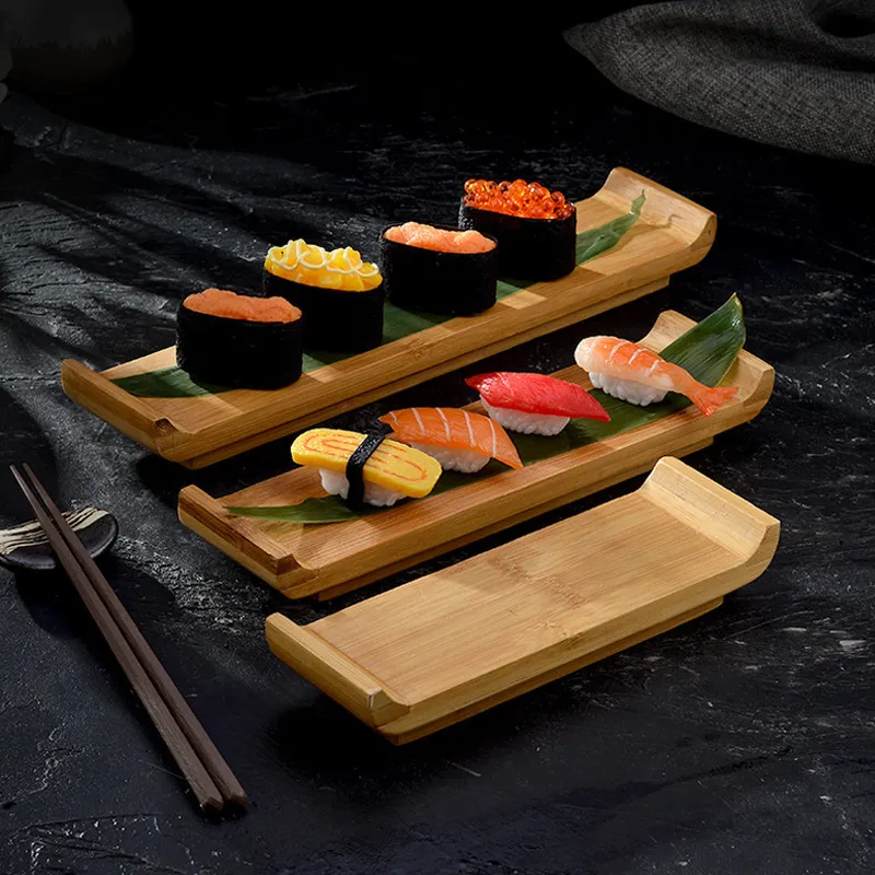 Sushi Tools Japanese Rectangular Plate Japanesestyle Long Sushi and Wind Wood Snack Cooking Bamboo 230922