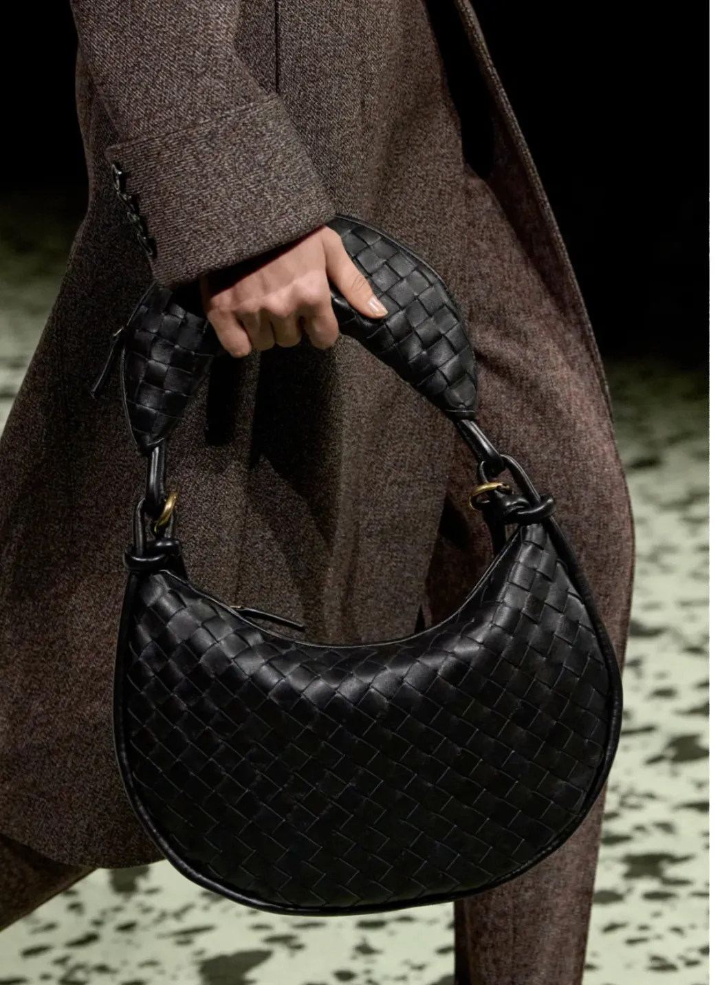 Läderväska handvävd väska handväska underarmsäck mini väska en axel crossbody väska mobiltelefonpåse plånbok kortväska