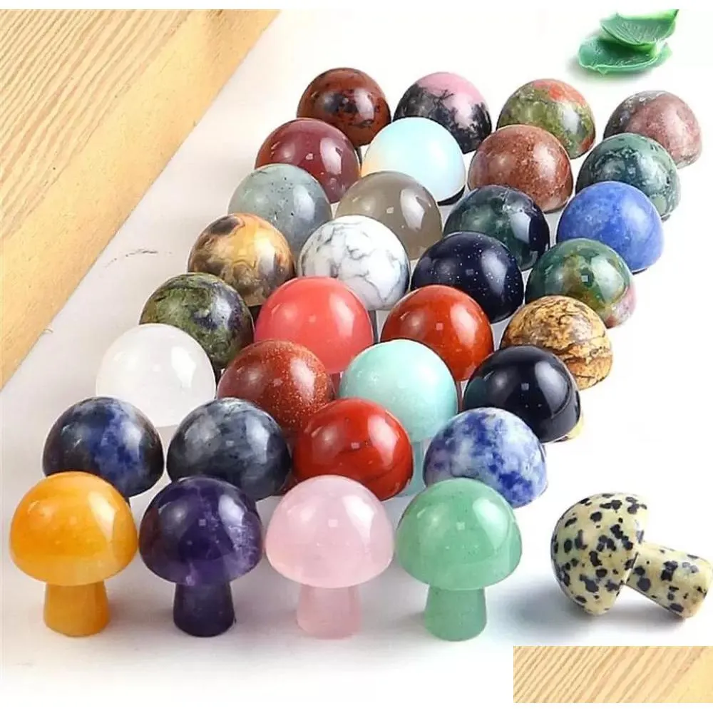 Kunsthandwerk 2 cm Mini-Kristall-Achat-Halbedelsteine DIY natürlicher Regenbogen-Farbstein-Mineral-Pilz für Hausgarten-Party Dhntl