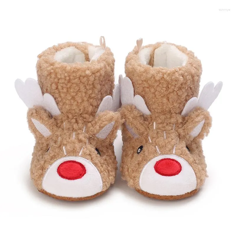 Stiefel Weihnachten Baby Schnee Jungen Mädchen Anti-Rutsch Elch Fleece Warme Booties Kleinkind Herbst Winter Socken Säugling Krippe Schuhe