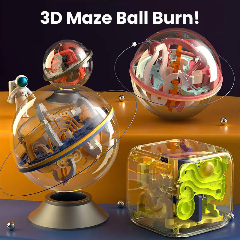 Cajas de almacenamiento 3D Puzzle Ball Laberinto Juguete Niños Desafío Obstáculo Juego Laberinto Montessori Equilibrio Traine Liquidación 230922