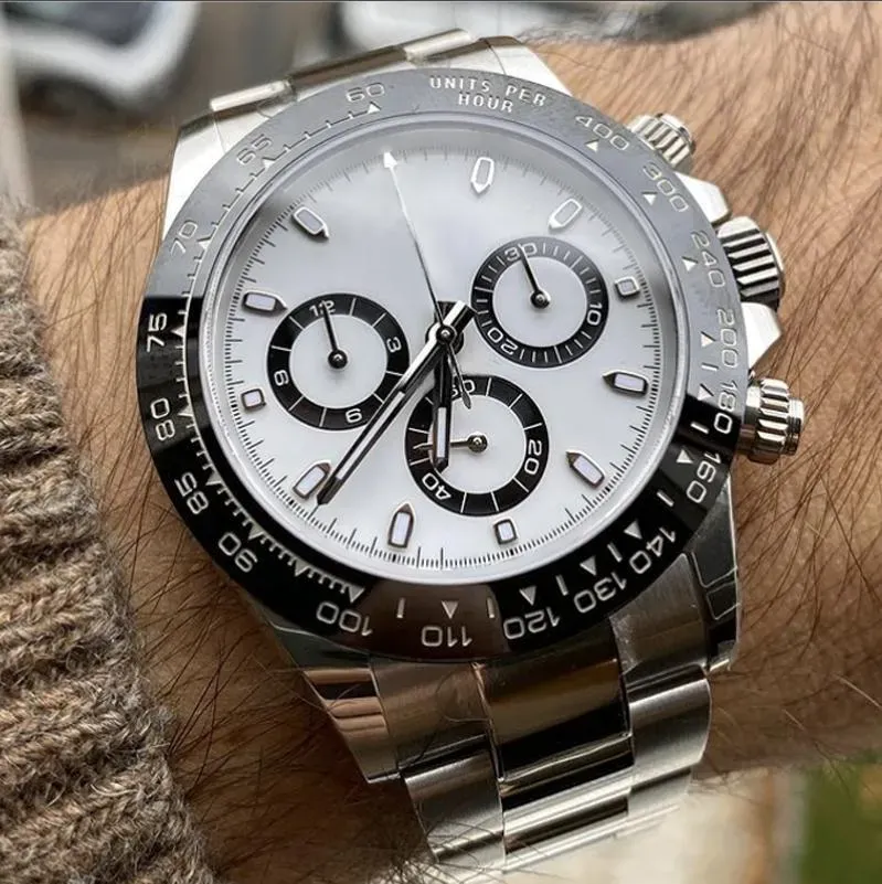 Orologio da uomo di design di fascia alta versione di lusso orologi sportivi meccanici automatici vetro zaffiro acciaio inossidabile cinturino con fibbia originale quadrante bianco orologi da polso da uomo