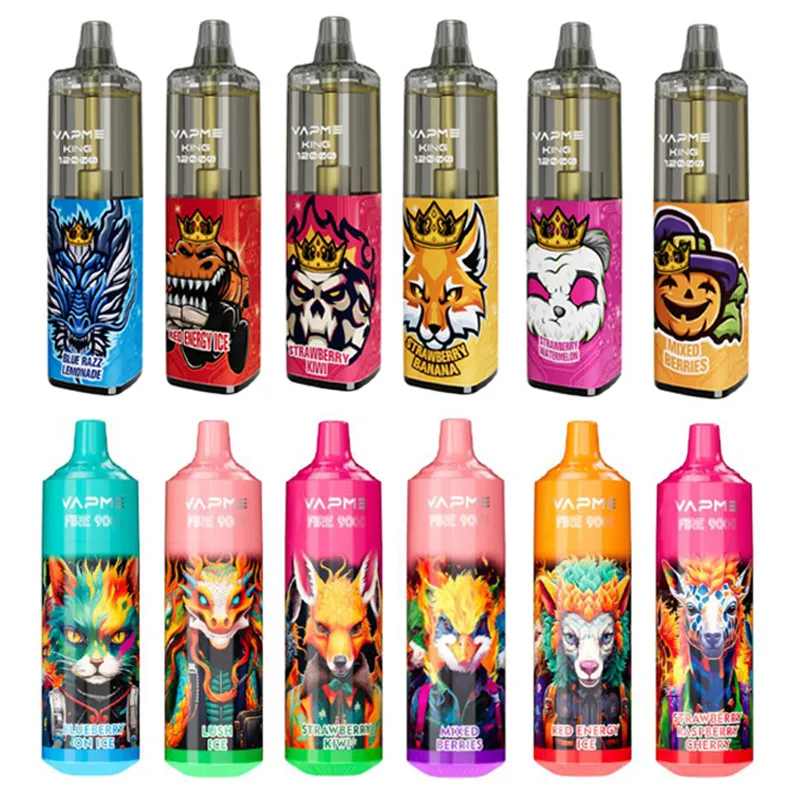 Original VAPME KING 12K 12000 Puffs Disposable Vape Pen VS FIRE 9000 PUFFS Cigarettes 650 mAh Battery Mesh Coil 20ml Prefilled Pod Big Vapor Kit 18 Flavors