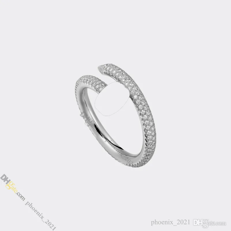 Nail Anneau de bijoux pour femmes DIAMOND-PAVE Designer anneau titane en acier en acier plaqué sans altération non allergique, bague en argent, magasin / 21621802