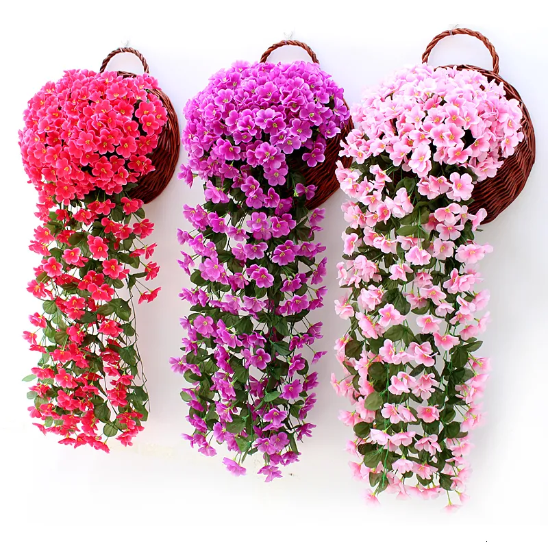 Juldekorationer Violet Artificial Flower Party Decoration Simulation Valentines Day Wedding Wall Hanging Basket Orchid Fake 230923