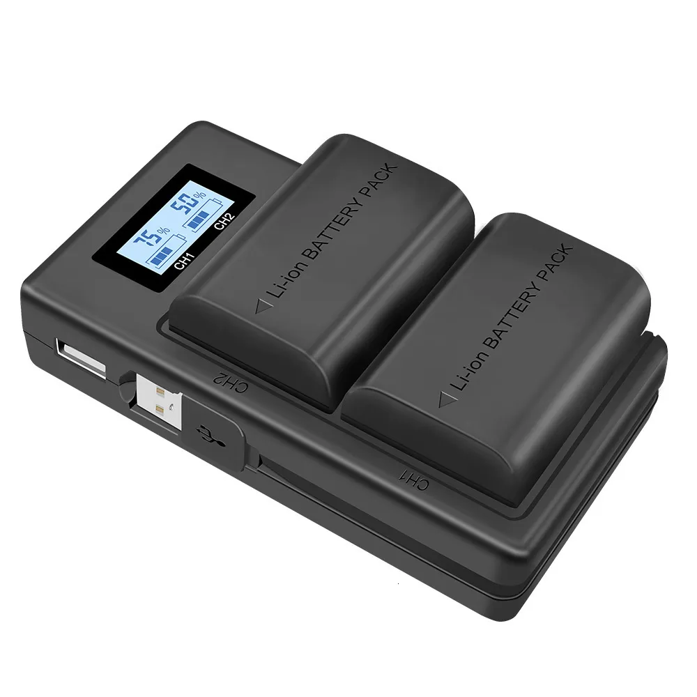 Caricabatterie per fotocamera LCD Caricabatteria doppio USB per LP-E6 LP E6 LPE6 Batteria per fotocamera 5D Mark II III 7D 60D EOS 6D 70D 80D 230923