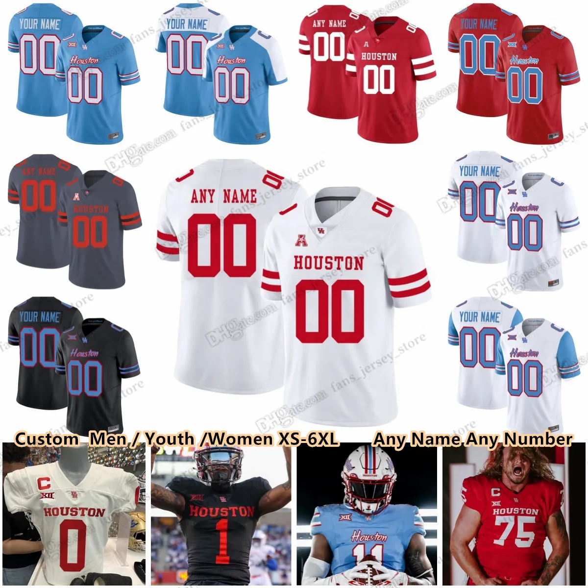 2023 BIG-12 Nathaniel Dell Jr. Clayton Tune Houston Cougars Football Jersey Joseph Manjack Iv Stacy Sneed Art Green Sedrick Williams Malik Robinson Alex Hogan