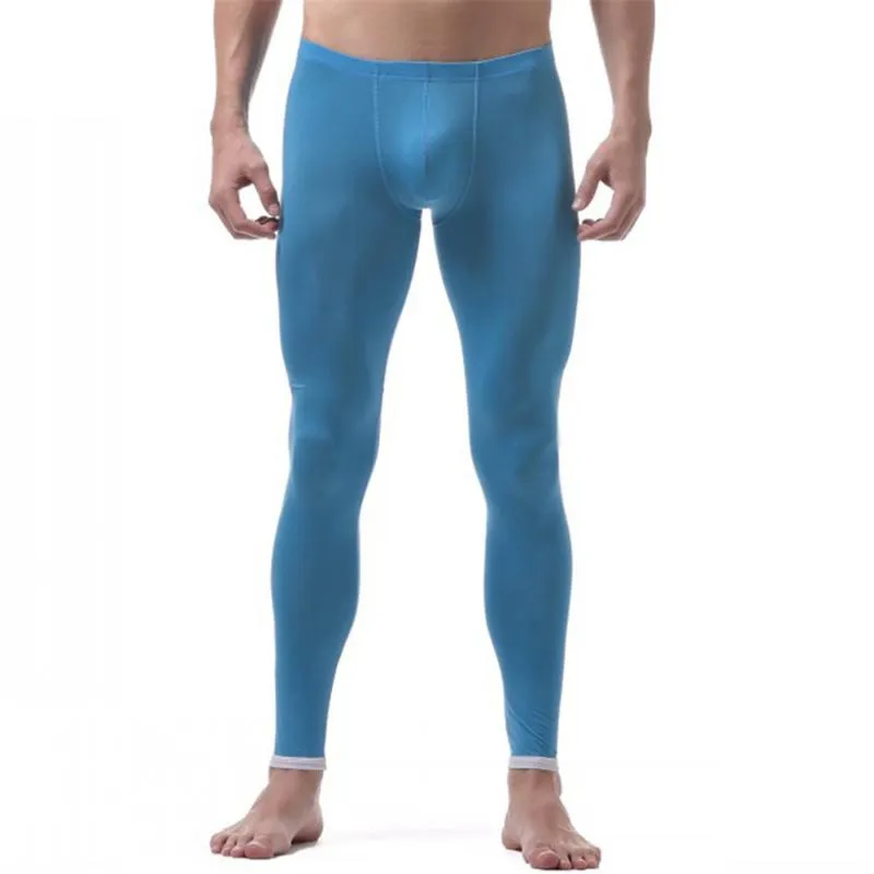 Mens Ice Silk Long Johns Thermal Underwear Bottom Elastic Sports