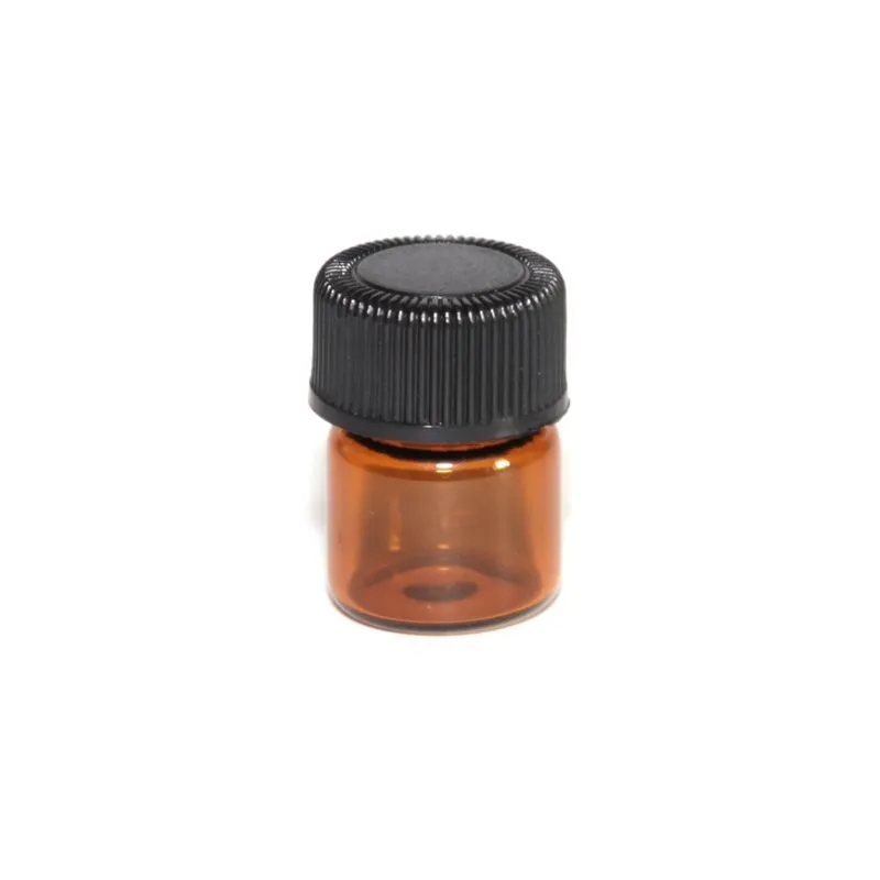 1ml 1/4 dram Amber Glass  Oil Bottle perfume sample tubes Bottle with Plug and caps 5/8 dram