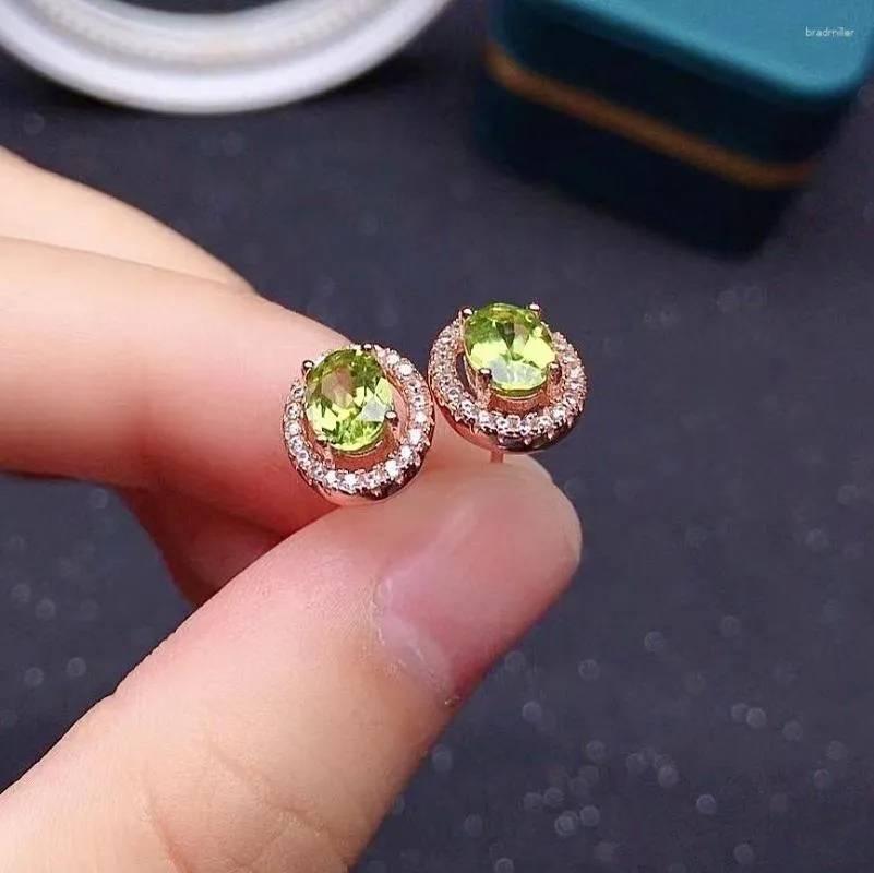 Oorknopjes Klassiek 925 zilver Peridot voor kantoorvrouw 5 mm 7 mm natuurlijke massieve sieraden