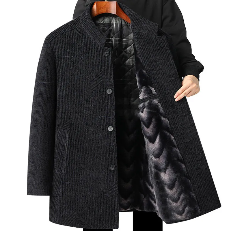Men's Wool Blends Winter Middle Aged Men Plush Warm Coat Vintage Fashion Simplicity Business Casual Jacket 2023 Gentleman Thicken Slim 230922