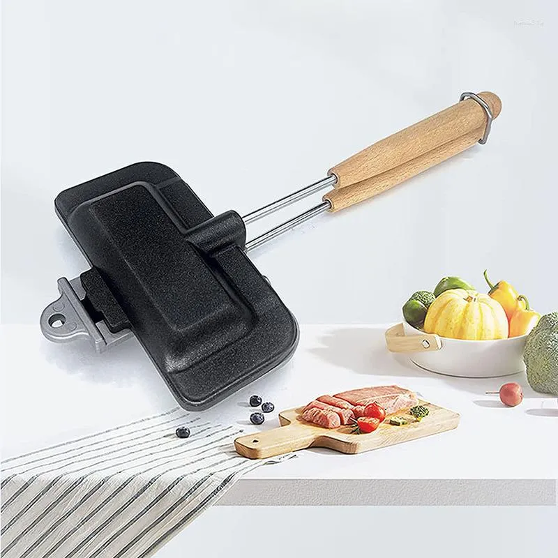 Pans Double-Sided Sandwich Pan Non-Stick Foldable Grill Frying For Bread Toast Breakfast Machine Pancake Maker Kitchen Tools