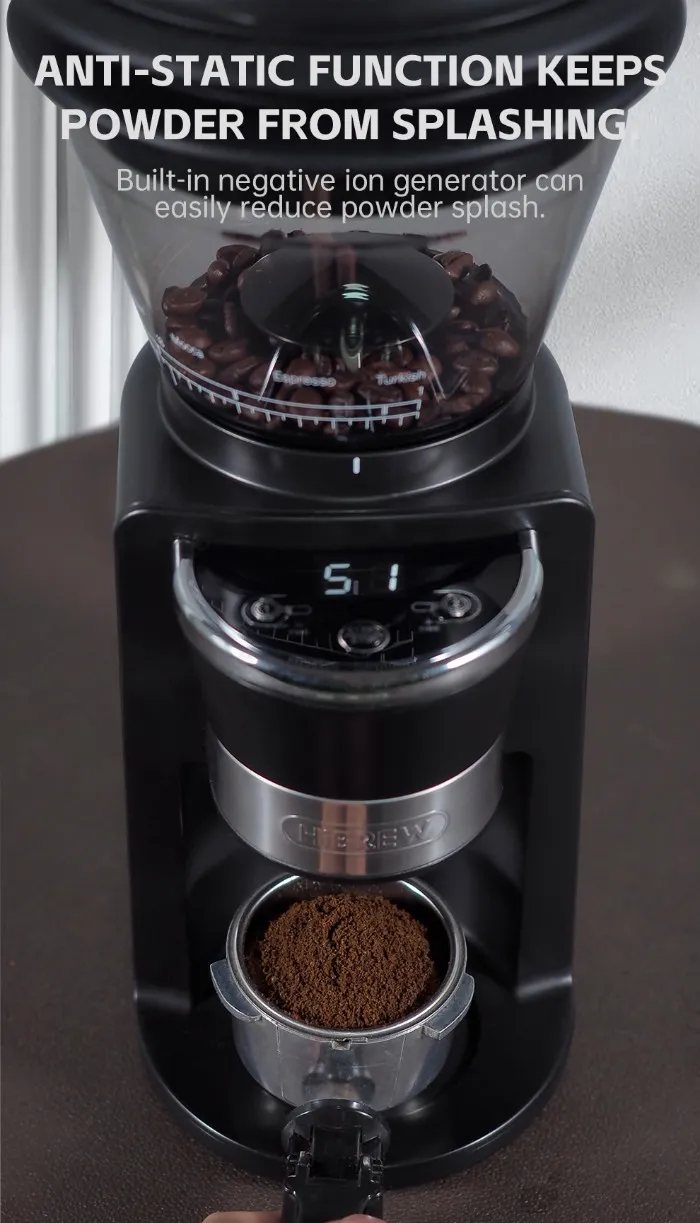 Automatic Burr Mill Electric Coffee Grinder With 34 Gears For Espresso American Coffee Pour Over