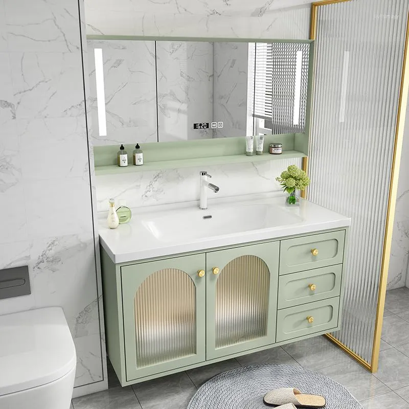 Robinets de lavabo de salle de bains, combinaison d'armoire vert avocat, lavabo Xiaohongshu