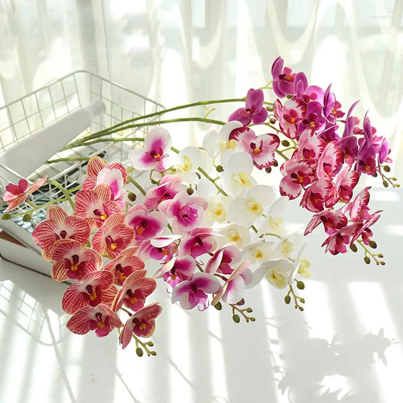 Flores decorativas látex artificial borboleta orquídea impressão 3d tamanho grande 7/11 cabeças falso phalaenopsis toque real decoração de casa de casamento