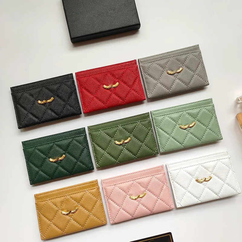 22K Designer Mini Wallet Card Bag Wallet Leather Diamond plaid Gold Hardware Metal clasp Luxury Credit Card bag Caviar Bag Change sacoche card holder Bags