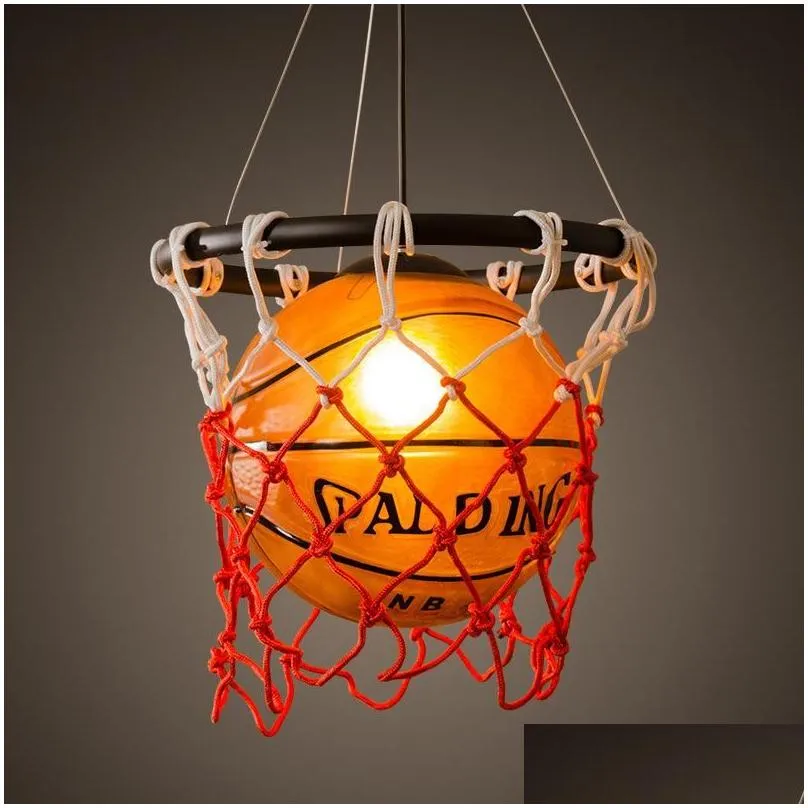 Kolye lambaları Amerikan Retro Basketbol Yaratıcı Kişilik Restoran Gym Bar Yatak Odası Dekorasyon Avizeleri Teslimat L Dhtel