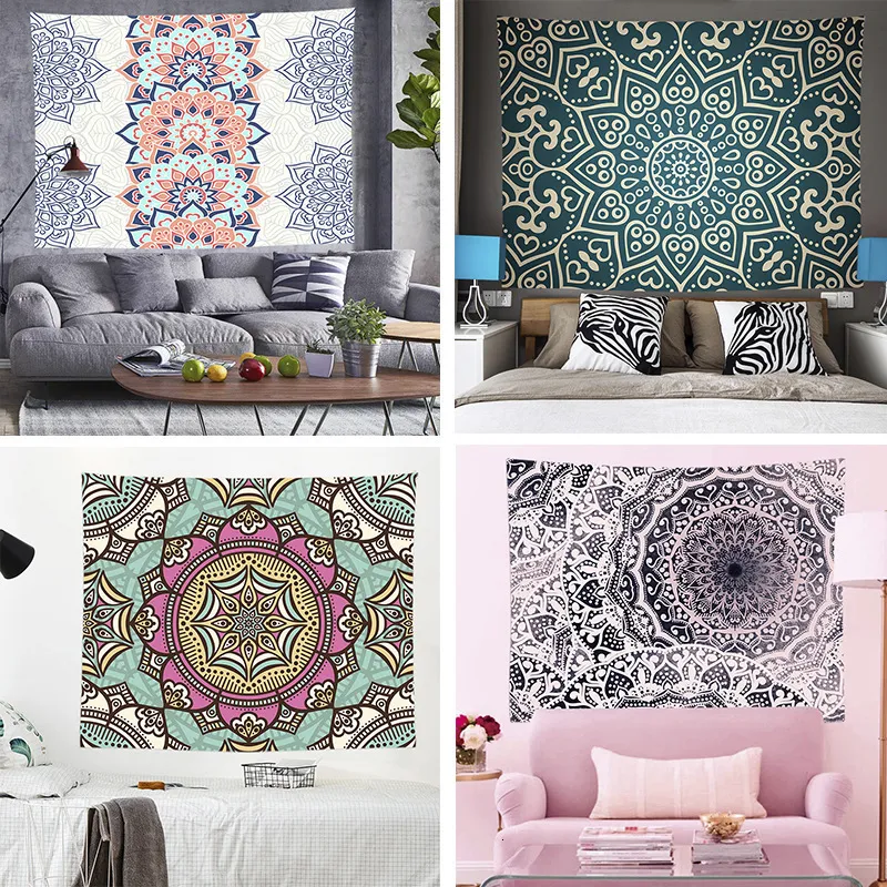 Tapices Mandala Tapiz Flor Colgante de pared Bohemio Hippie Tela Tela Gran Dormitorio Habitación Ins Nordic Home Fondo 230923