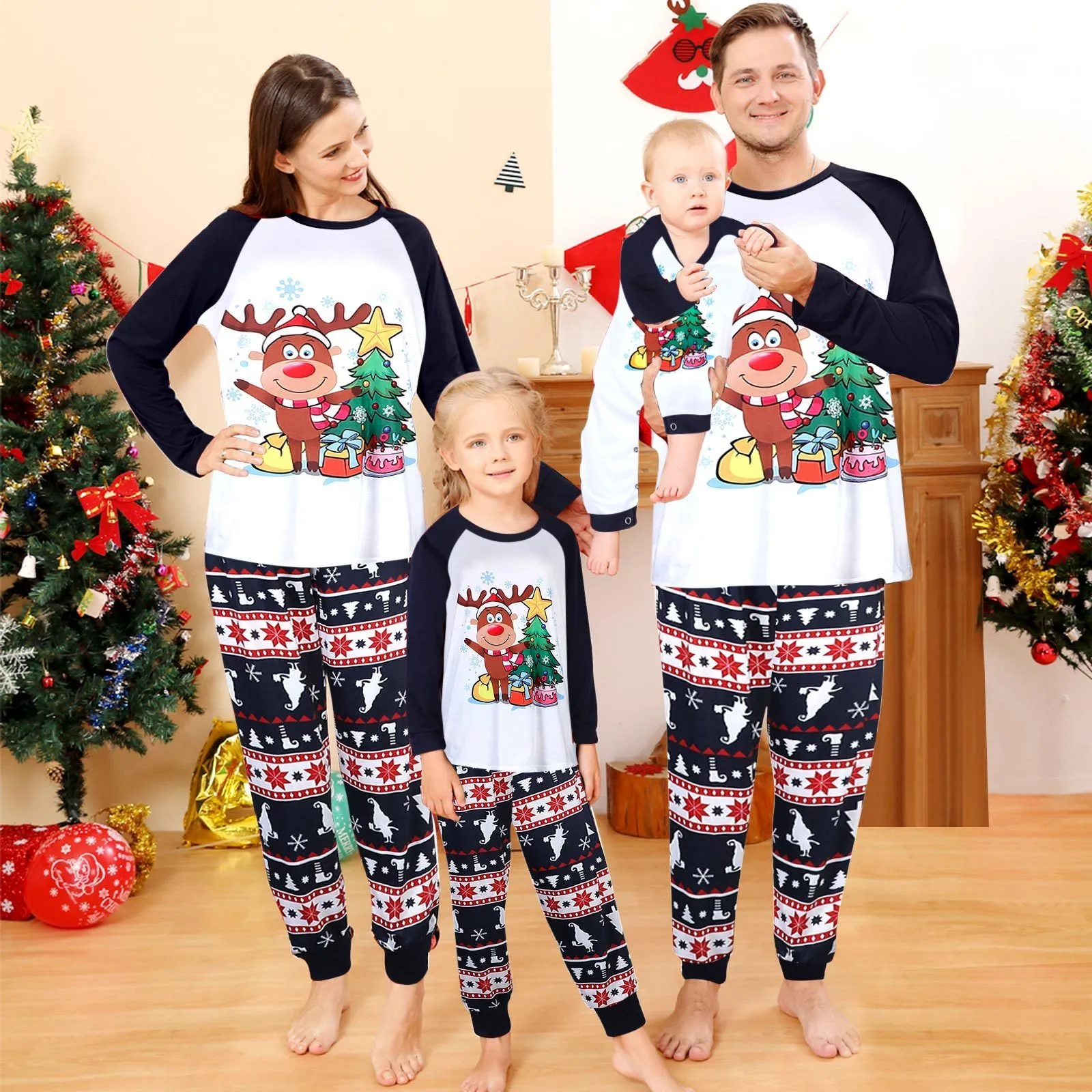 Familie bijpassende outfits Kerst familie bijpassende pyjama set Volwassenen Kinderen Familie bijpassende outfits TopPants Kerst nachtkleding Pyjama's Baby jumpsuit 230923