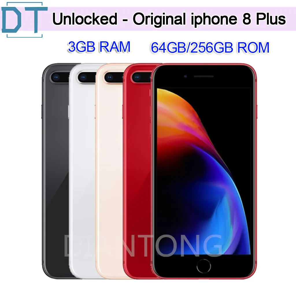 Refurbished Original Apple iPhone 8 Plus 5.5 inch Fingerprint iOS A11 Hexa Core 3GB RAM 64/256GB ROM Dual 12MP Unlocked 4G LTE SmartPhone 1pc,100% fully functional