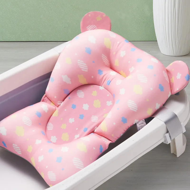 Badkarplatser Portable Baby Bathtub Pad Non-Slip Bad Tub Dusch Seat Mat Born Säkerhet Säkerhet Bad Support Kudde Fällbar badkudde 230923