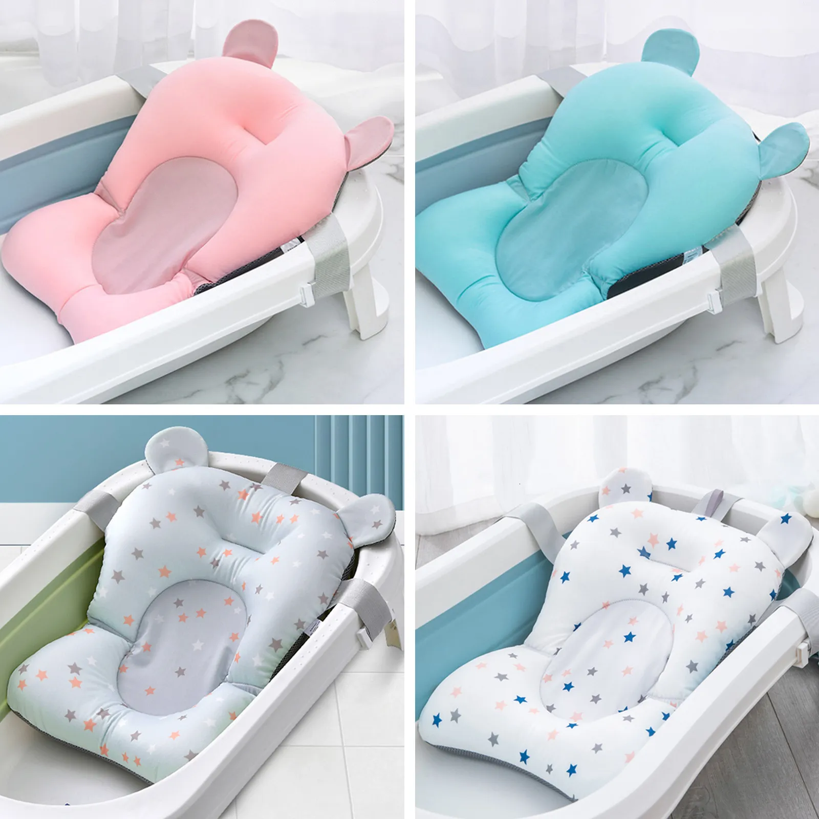 Banheiras Assentos Universal Baby Bath Pad Flutuante Antiderrapante Infantil Banheira Almofada Almofada Assento de Apoio para Meninos Nascidos Meninas 0-12 Meses 230923