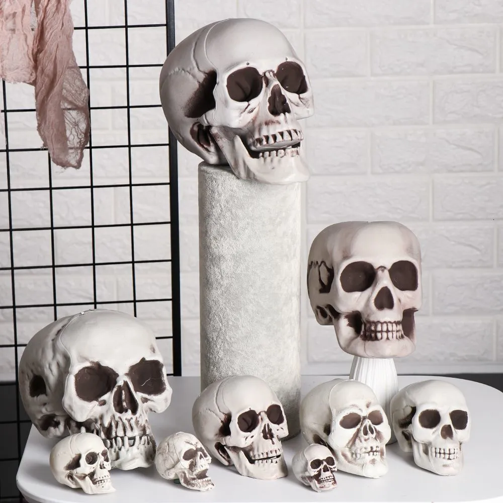 Otro evento Suministros para fiestas Todos los tamaños Cabeza de cráneo humano Esqueleto Estilo de Halloween Po Prop Decoración para el hogar Juego 230923