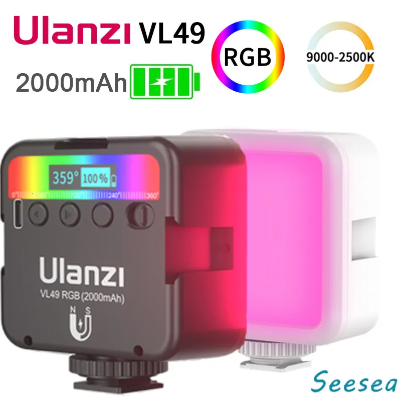 Flash Heads Ulanzi VL49 Mini RGB Lighting Lighting for Pography Pavotube RGB LED kamera wideo Lekkie Vlog Foll Light Live 230922