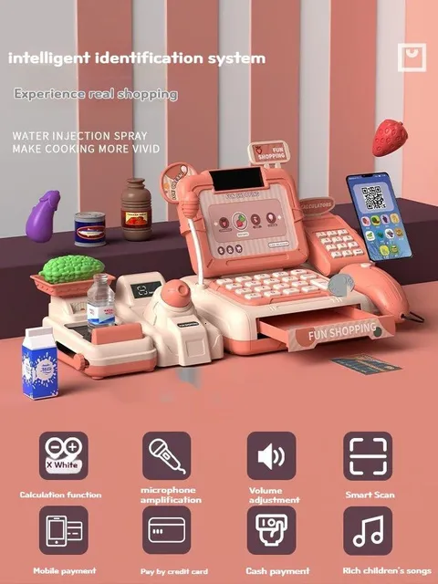 Mini caisse enregistreuse pour enfants, jouets de supermarché, simulation  de calcul alimentaire, jouet de jeu de simulation de compteur haïtien en  chinois - AliExpress