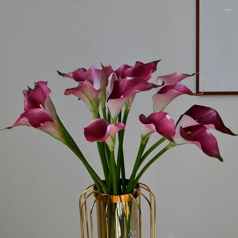 Decorative Flowers 32cm PU Calla Lily Ultra-real Feel Simulation Flower Home Table Decoration Wedding Hand Bouquet