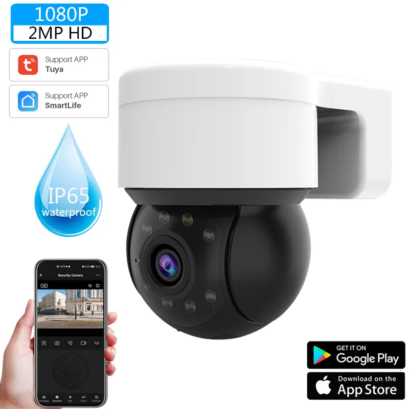 Caméras IP extérieure étanche sans fil 1080P 2MP caméra Tuya Smart Life sécurité à domicile PTZ Zoom dôme CCTV vidéosurveillance 230922