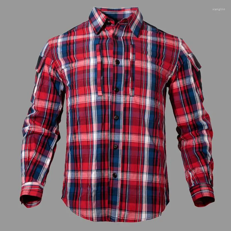 Men's Casual Shirts Spring Outdoor Fan Plaid Tactical Women Long Sleeve Breathable Cotton Shirt Combat Training Military Uniform Camisa