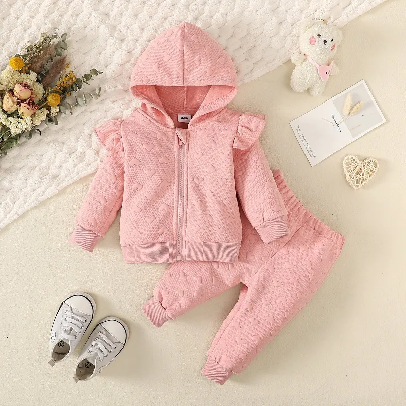 Clothing Sets Toddler Baby Girl Spring Autumn Clothes Set Pink Long Sleeve Hoodie Top Pants Love Print born Baby Casual Outfit 230922