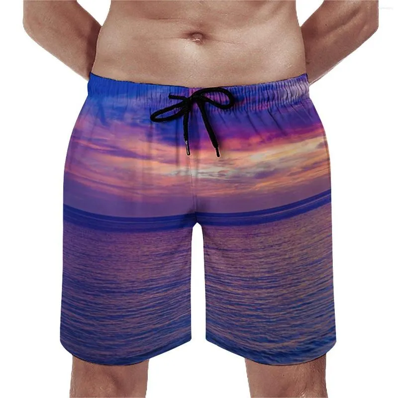 Herren-Shorts, Sommer, Fitnessstudio, Sonnenuntergang, Sportbekleidung, am Strand, Grafik, kurze Hosen, klassische, schnell trocknende Badehose, Übergröße