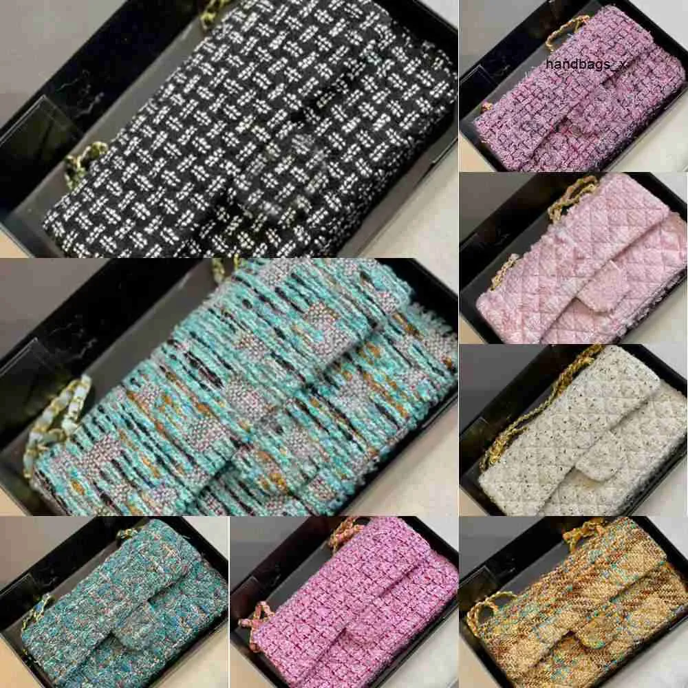 Luxury Designer Quilted Tweed Shoulder Bag Classic Double Flap, Chain