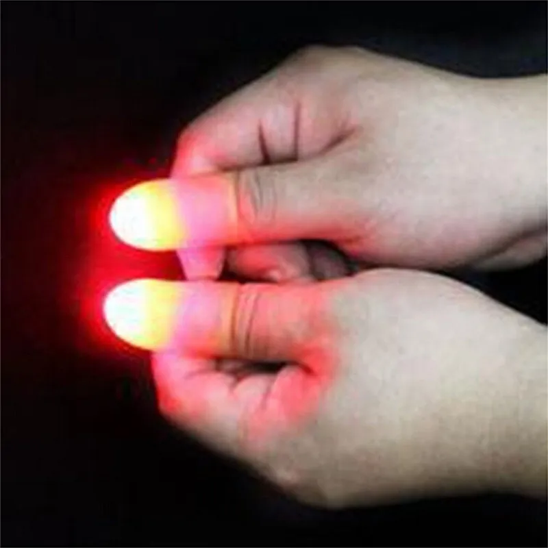 Neuheit Spiele 2 Teile/satz Magische Daumen Licht Spielzeug für Erwachsene Zaubertrick Requisiten Blaues Licht Led Blinkende Finger Halloween Party Spielzeug für Kinder 230923