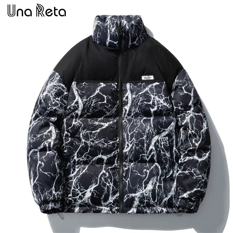 Herrarna ner parkas una reta streetwear höst vinter män kläder hip hop tryck parka överrock harajuku par jacka kappa 230922